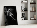 Drifting Astronaut Starry Black Space Glass Wall Art