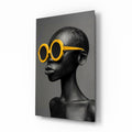 Yellow Round Sunglasses Gray Portrait Glass Wall Art