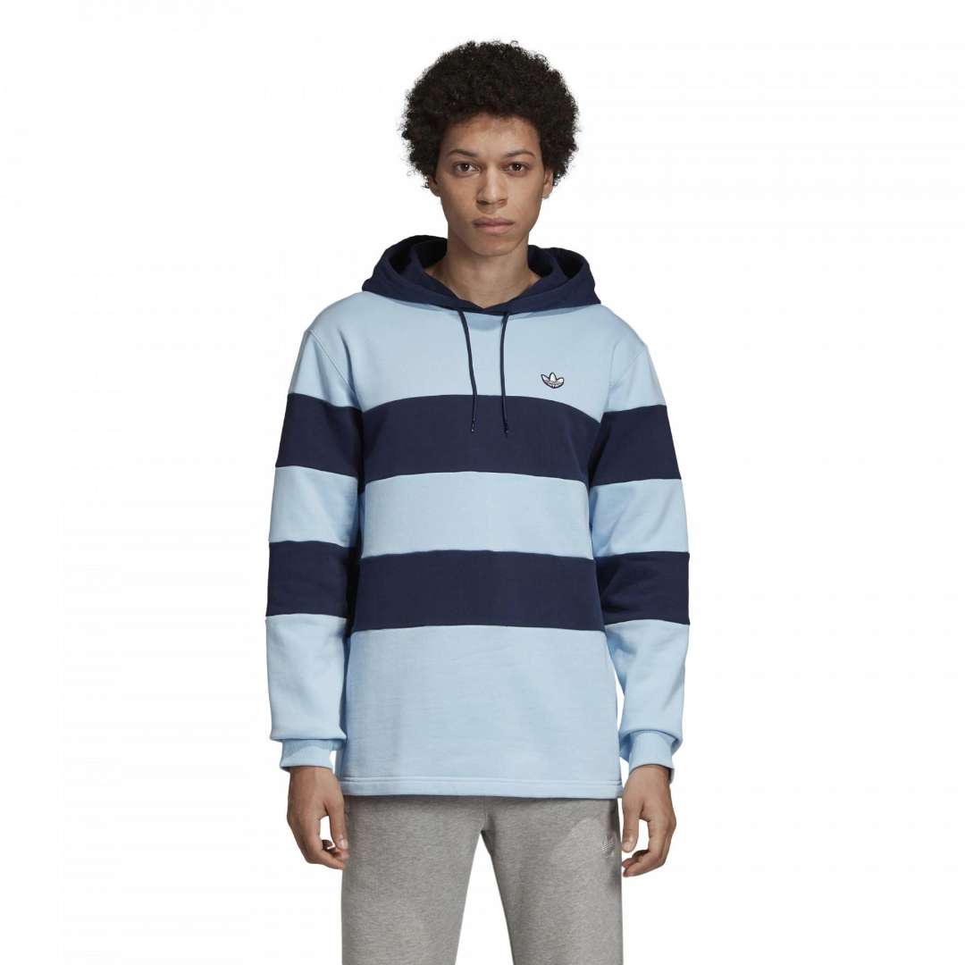 adidas Originals Men's Samstag Colorblock Hoodie -  Drawstring Light Blue