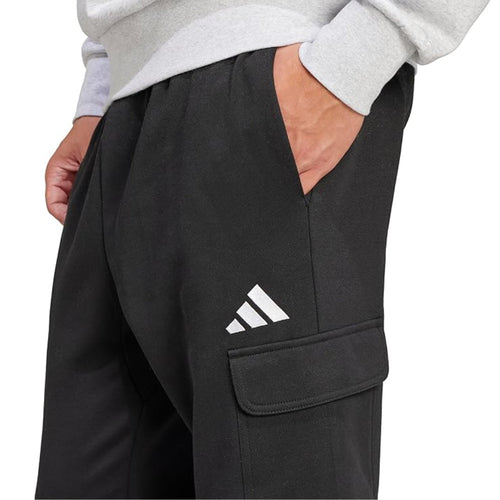 adidas 男士 Essentials 舒适抓绒工装裤 - 黑色