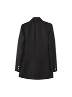 Women's Double Breasted Blazer - Vintage Long Sleeve Outerwear with Pockets