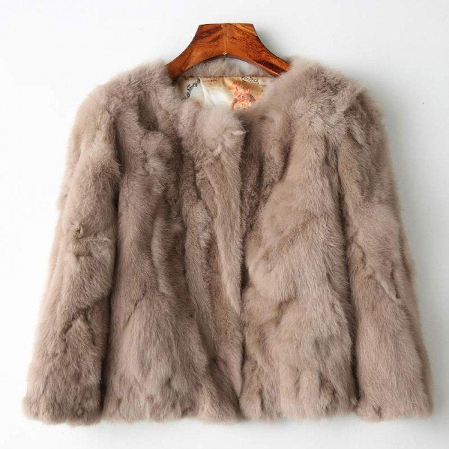 Women’s Fashionable Genuine Brown Fur Jacket