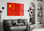 China Flag Grunge Glass Wall Art