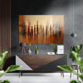 Amber Silhouette Crowd Skyline Brushed Aluminum Dibond Wall Art
