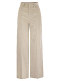 Brunello Cucinelli Women Fluid Corduroy Sartorial Track Trousers With Jewellery