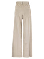 Brunello Cucinelli Women Fluid Corduroy Sartorial Track Trousers With Jewellery