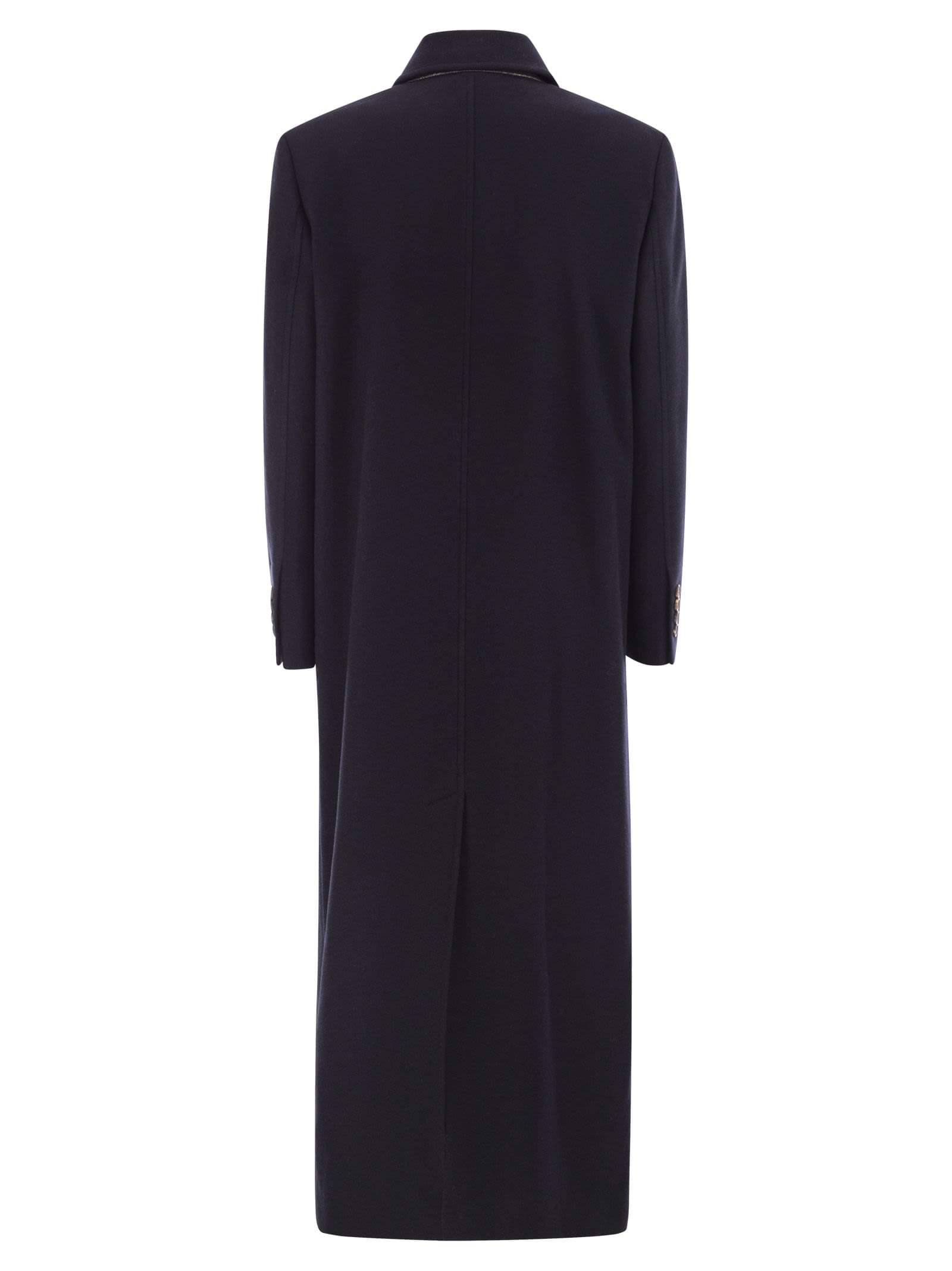 Brunello Cucinelli Women Long Wool Coat With Jewellery