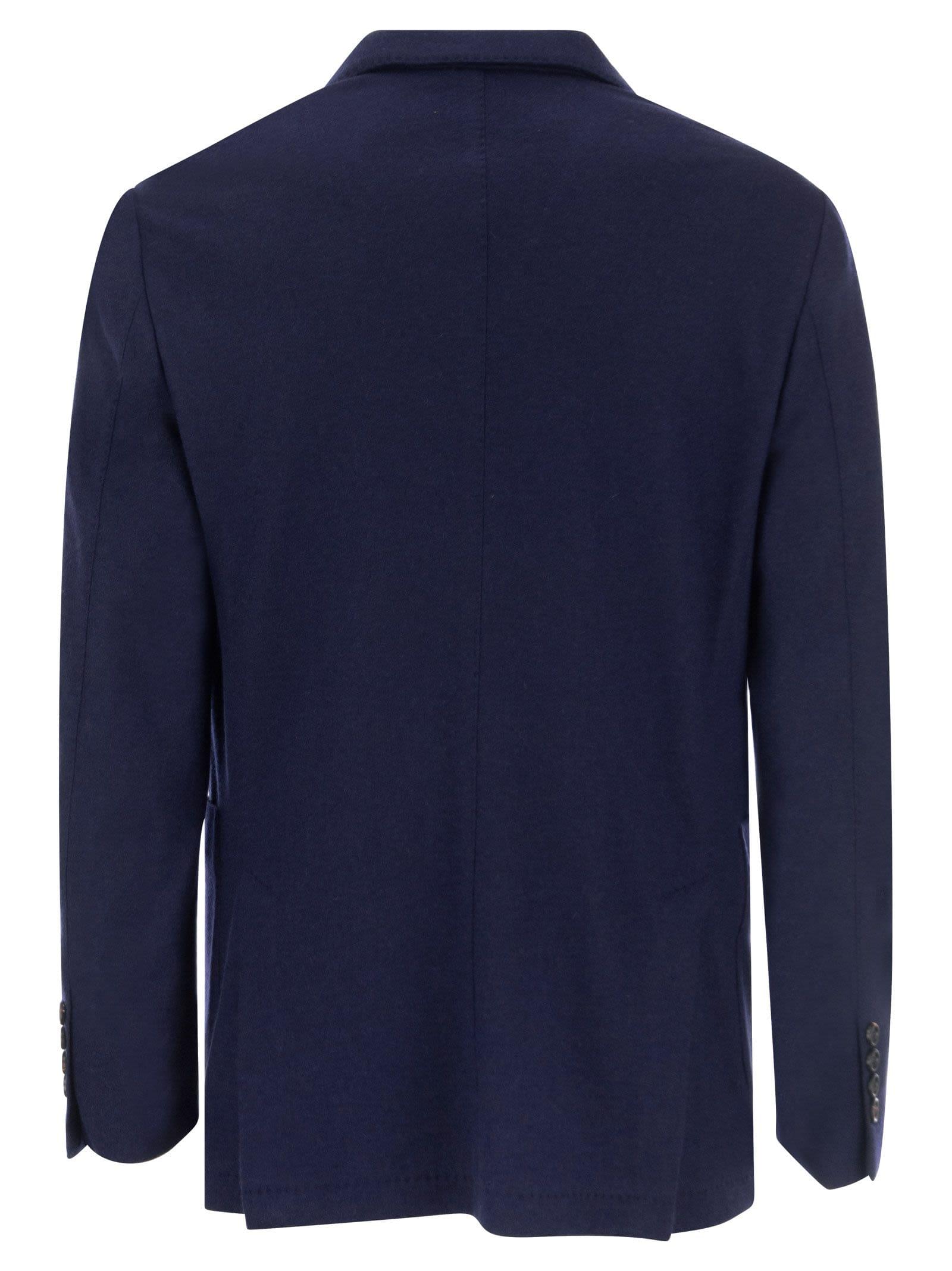 Brunello Cucinelli Men Cashmere Jersey Blazer With Patch Pockets