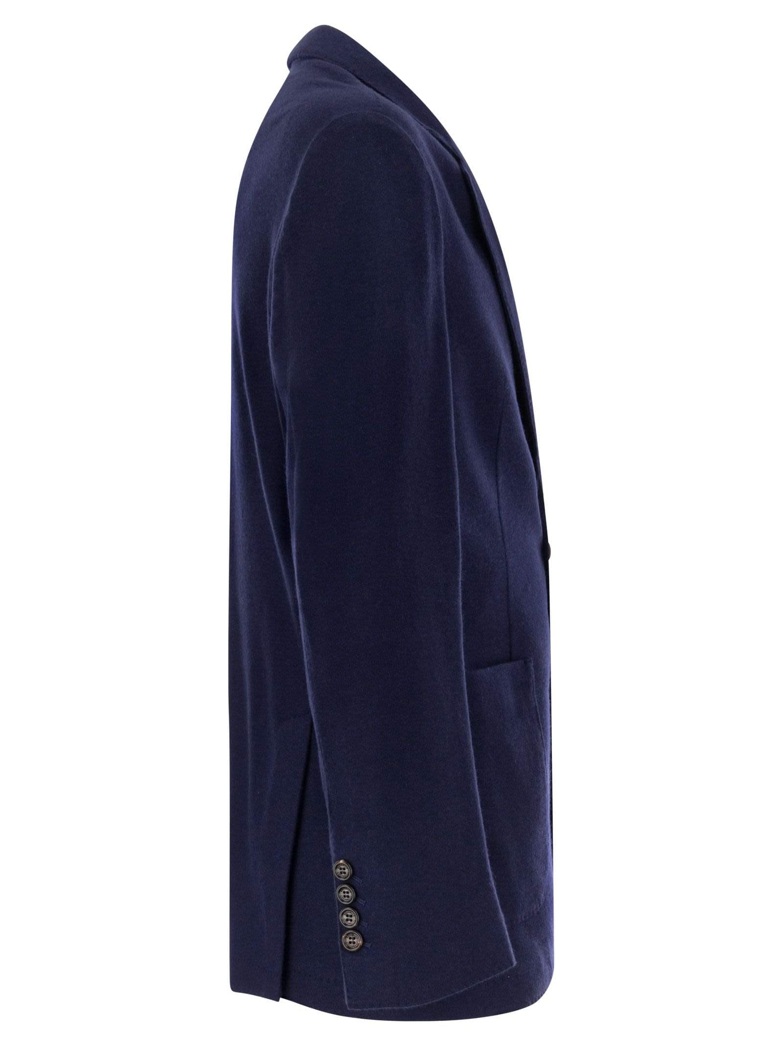 Brunello Cucinelli Men Cashmere Jersey Blazer With Patch Pockets