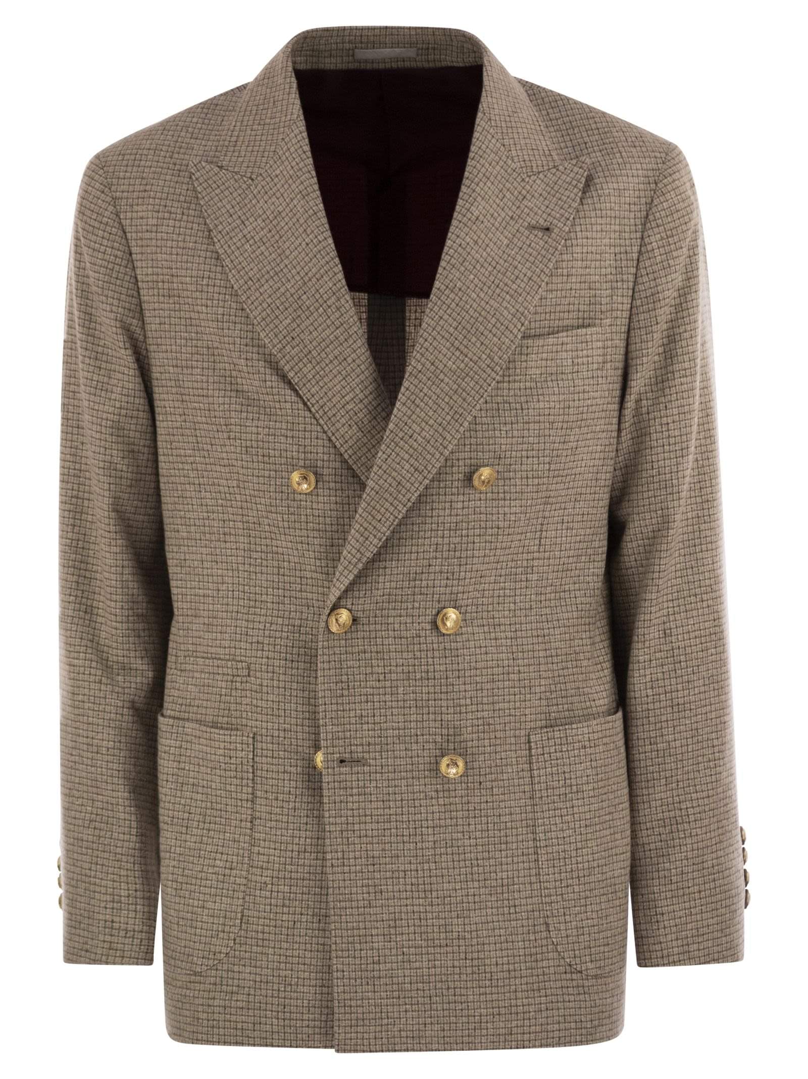 Brunello Cucinelli Men One-And-A-Half Breasted Deconstructed Jacket In Checked Flannel