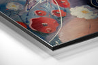Red Poppies And White Blossoms Woman Brushed Aluminium Dibond Wall Art