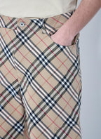 Burberry Men Check Linen-Blend Pants