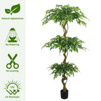 Artificial Ficus Tree With Pot For Home Decor Indoor Plant - Green
