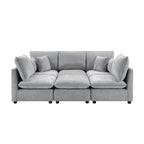 Modern Sectional Sofa U-Shaped With Movable Ottoman Storage Armrests And USB Ports