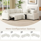Modular L-Shaped Sectional Sofa Bed With Pull-Out Sleeper, Cup Holders, And Storage