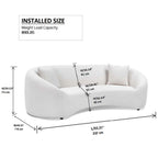 Curved 3 Seater Sofa For Living Room - White