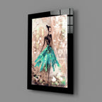 Teal Skirt Abstract Dancer Glass Wall Art