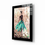 Teal Skirt Abstract Dancer Glass Wall Art