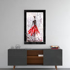 Red Skirt Abstract Dancer Glass Wall Art