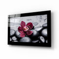 Burgundy Orchid Gray Spa Stones Glass Wall Art