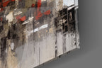 Red Accent City Street Figures Glass Wall Art