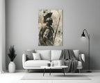 Sepia Spartan With Spear Glass Wall Art