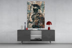 Spartan Spear and Round Shield Glass Wall Art