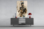 Sepia Warrior Round Shield Glass Wall Art