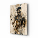 Sepia Warrior Round Shield Glass Wall Art