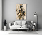 Sepia Warrior Round Shield Glass Wall Art