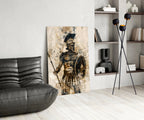 Sepia Warrior Round Shield Glass Wall Art