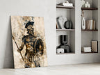 Sepia Warrior Round Shield Glass Wall Art