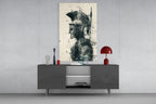 Monochrome Ink Spartan Helmet Glass Wall Art