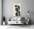 Monochrome Ink Spartan Helmet Glass Wall Art