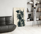 Monochrome Ink Spartan Helmet Glass Wall Art