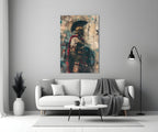 Red Caped Spartan Profile Glass Wall Art