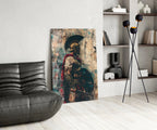 Red Caped Spartan Profile Glass Wall Art