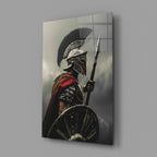 Realistic Spartan Warrior Glass Wall Art