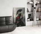Realistic Spartan Warrior Glass Wall Art