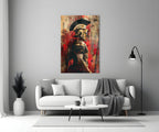 Crimson Splatter Gladiator Glass Wall Art