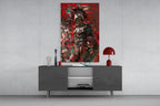 Deep Red Gladiator Shield Glass Wall Art