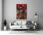 Deep Red Gladiator Shield Glass Wall Art