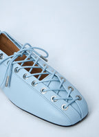 Ganni Women Eyelets Lace Up Ballerina
