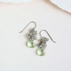 Green Amethyst Silver Drop Earrings