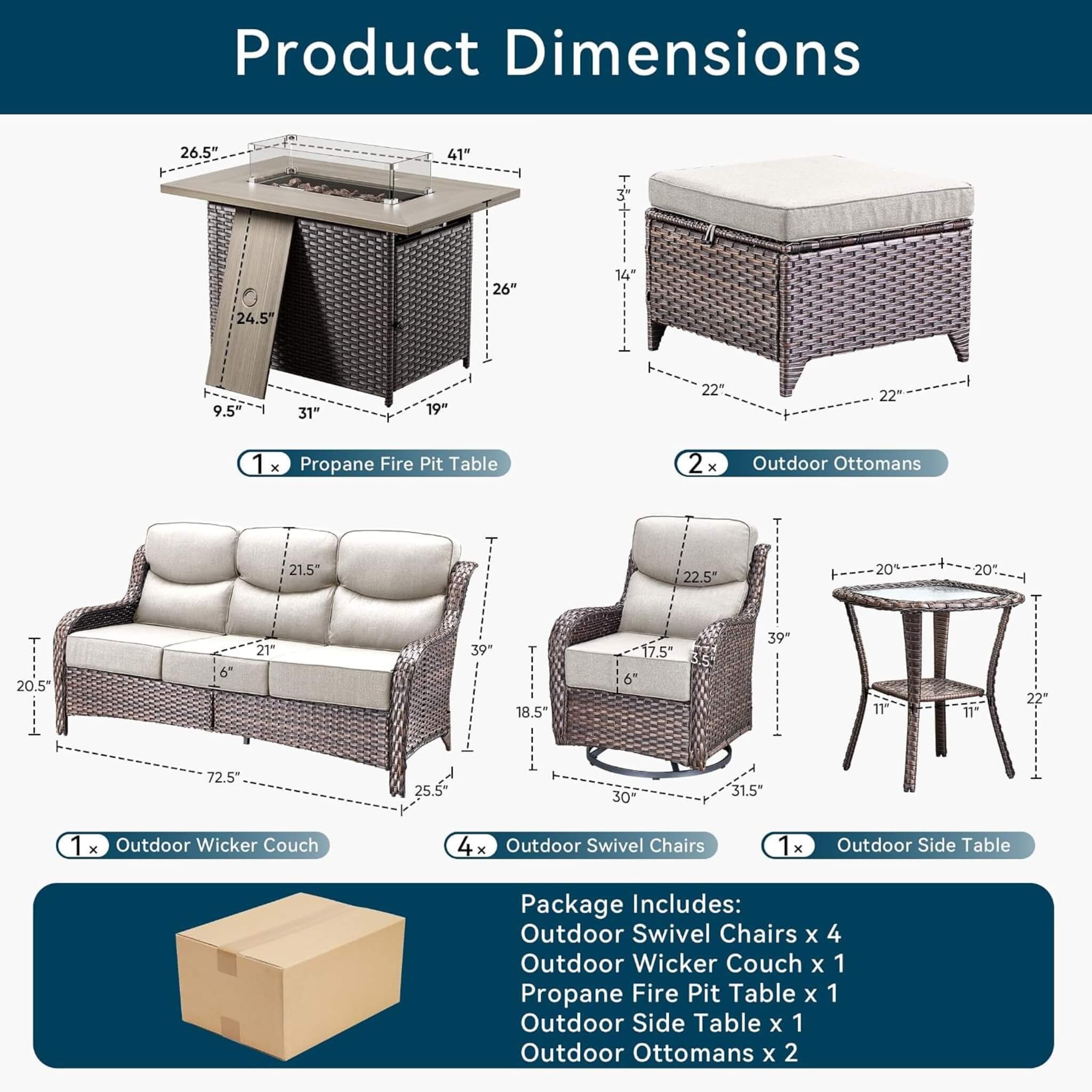 Alora Luxury 10-Piece All-Weather Outdoor Patio Furniture Set With Fire Pit Table (SAK39281)