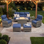 Alora Luxury 7-Piece Outdoor Patio Furniture Set With Fire Pit Table (SAK57391)
