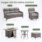 Alora Luxury 7-Piece Outdoor Patio Furniture Set With Fire Pit Table (SAK57391)