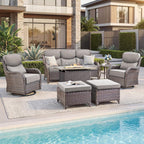 Alora Luxury 7-Piece Outdoor Patio Furniture Set With Fire Pit Table (SAK57391)