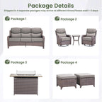 Alora Luxury 7-Piece Outdoor Patio Furniture Set With Fire Pit Table (SAK57391)