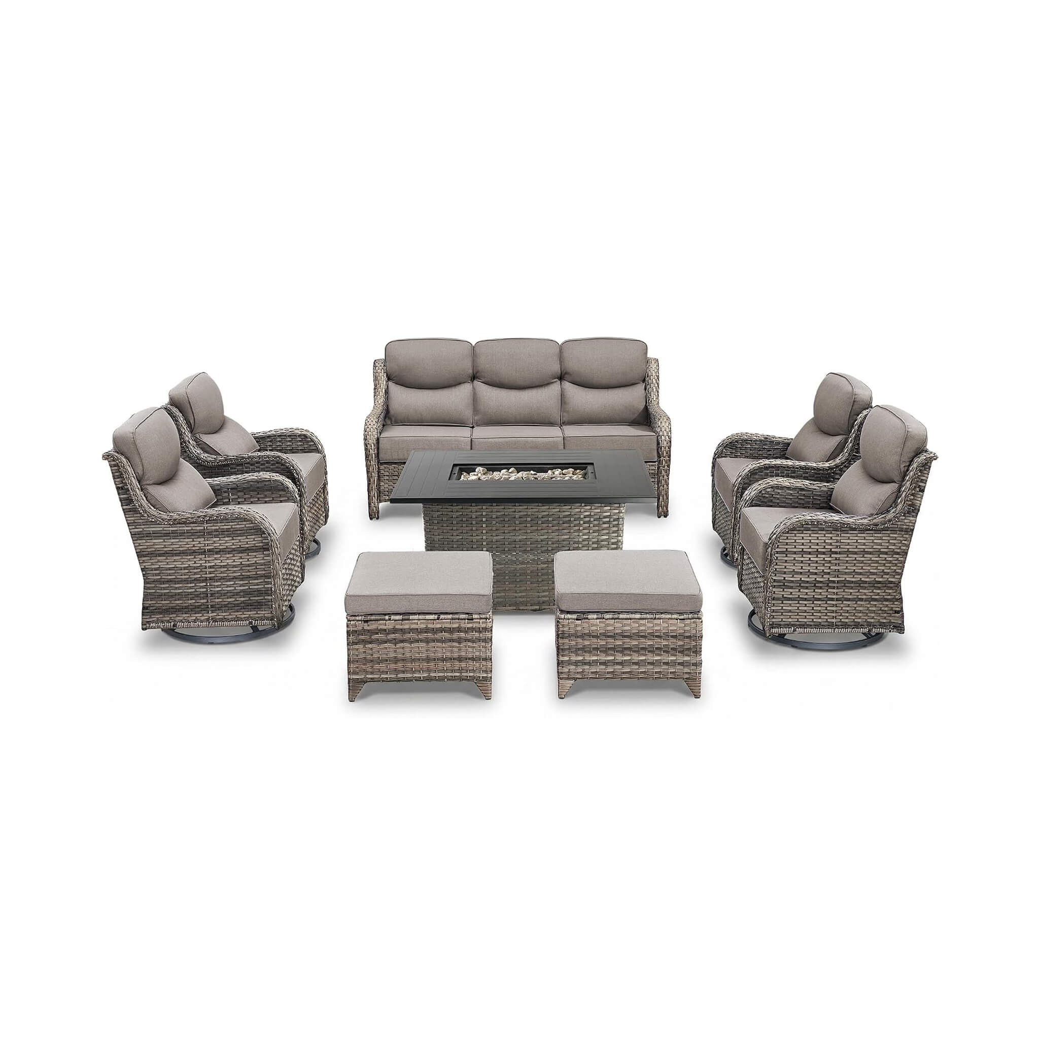 Alora Luxury 8-Piece All-Weather Patio Furniture Set With Fire Pit Table (SAK37512)